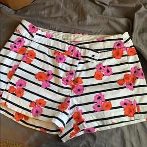 J crew shorts striped with floral print